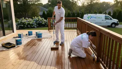 Deck painting service in Virginia Beach, VA with weather-resistant coating for salt air and sun protection