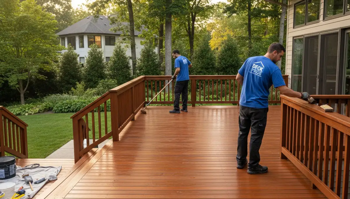 Virginia Beach deck staining service for coastal wood protection and enhanced outdoor curb appeal