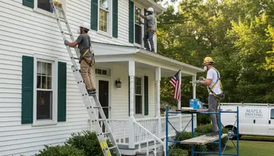 Virginia Beach, VA painting contractors applying interior and exterior paint for a local home project